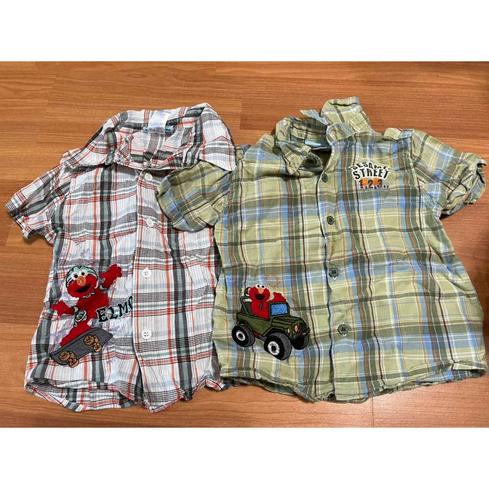 2 Boys Sesame Street Button Up Shirts 2t
